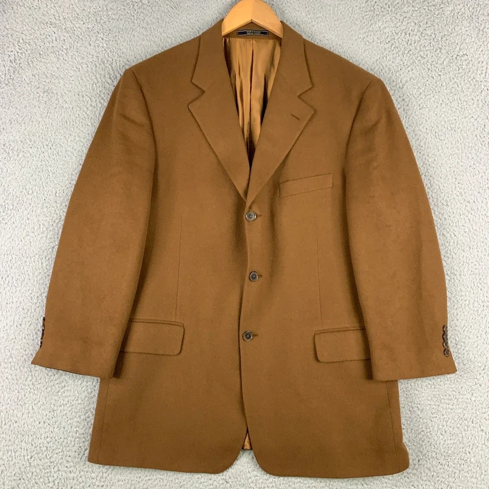 Arnold Brant Camel Hair Sport Coat Mens 44R Brown Blazer 3-Button Made in Canada